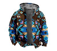 Générique Doudoune Homme - Blouson Homme Hiver Chaud Joli Manteau imprimé en 3D pour Hommes Veste matelassée à Capuche et Fermeture éclair à la Mode (Blue L)
