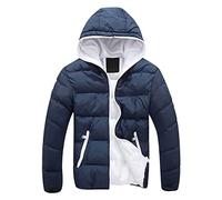 Générique Doudoune Homme Blouson Homme Hiver Chaud Manteau épais Veste Moto épaissir Chaud Slim Manteau à Capuche Hiver Veste Matelassée Zipper Basique Jacket Couleur Unie Bon Marché avec Cordon