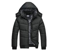 Générique Doudoune Homme Blouson Homme Hiver Chaud Manteau épais Veste Moto épaissir Chaud Slim Manteau à Capuche Hiver Veste Matelassée Zipper Basique Jacket Couleur Unie Bon Marché avec Cordon