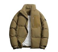 Générique Doudoune Homme Blousons Matelassée Veste Zippé À Col Montant Doudounes À Manche Longues Jacket Chaud Manteaux Hiver Plein Randonnée Puffer Kaki XXL