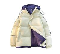 Générique Doudoune Homme Capuche Hiver Chaud Zippée Veste Matelassée Mode Col Mao Vestes Décontractée Blouson Coton Uni avec Poches Épaisse Automne Manches Longues Comfortable Jacket Beige 3XL