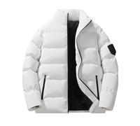 Générique Doudoune Homme Grande Taille Hiver Chaud Zippée sans Capuche Veste Matelassée Mode Col Mao Blouson Coton Vestes Décontractée avec Poches Résistante Automne Manches Longues Jacket Blanc 4XL