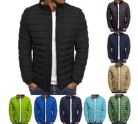 Générique Doudoune Homme Legere et Chaude Hiver Veste Chic sans Capuche Col Mao Manteaux Court Décontractée Blousons Zippée Couleur Unie avce Poches Automne Jacket 01 Noir S