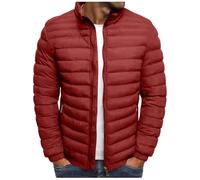Générique Doudoune Homme Legere et Chaude Hiver Veste Chic sans Capuche Col Mao Manteaux Court Décontractée Blousons Zippée Couleur Unie avce Poches Automne Jacket Vin XL