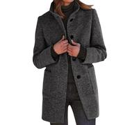 Générique Doudoune Longue Femme,Manteau en Laine Mélangée pour Femmes Manteau Slim D'automne et D'hiver Manteau Mi-long Chaud à Boutons pour Femmes Vintage Manches Longues en Laine Outwear