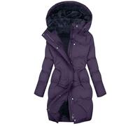 Générique Doudoune Manteau Femme Hiver Longue Matelassé Polaire Doublé Veste Blouson Épais Chaud Femme Hiver Parka Cardigan à Capuche Chic et Elegant Outercoat avec Zippé et Poches