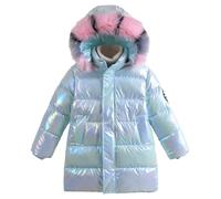 Générique Doudoune mi-Longue d'hiver pour Fille Douce et Blanche, Manteau Chaud et éblouissant pour Enfants, coloré (Mint Green, 170-4XL)