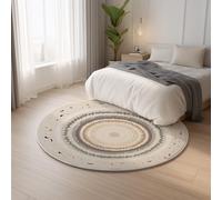 Générique Doux Carpet pour Salon Chambre Dressing Beige Tapis Round Doux Symétrique Géométrie Moquette Poil Court Tapis De Chambre d'enfants 120 cm