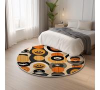 Générique Doux Carpet pour Salon Chambre Dressing Orange Tapis Round Dessin Animé Géométrie Citrouille Tapis De Salon Moderne Sofa Carpets pour Chambre Fille 150 cm