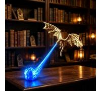 Générique Dragon Bookshelf Nook Light,3D Printed Fire-Breathing Fantasy Shelf Decor,Red Blue Flame Flying Dragon Design,for Home Office LivingRoom Bedroom Ornament,Gothic Library Collector Gift