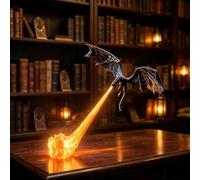 Générique Dragon Bookshelf Nook Light,3D Printed Fire-Breathing Fantasy Shelf Decor,Red Blue Flame Flying Dragon Design,for Home Office LivingRoom Bedroom Ornament,Gothic Library Collector Gift