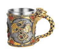 Générique Dragon Mug - 5.83x4.33 Inches, Stainless Steel Medieval Mug | 400ml Desk Sculptures For Coffee Beer Whiskey Stand Family Friends Party Camping Picnic Shelf Halloween