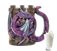 Générique Dragon Mug - à boire médiévale 3D, conception de à bière fantastique | de collection à motif de dragon détaillé, style gothique artistique, intérieure en acier inoxydable,