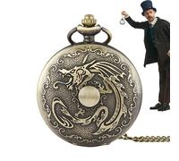 Générique Dragon Pocket Watch - Retro Fob Watches, Dragon Pocket Watch Classic Retro Antique Collector, Animal Design Decorative Movement Pocketwatches with Chain Costume Accessory for Men and Women