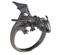 Générique Dragon Ring - Vintage Adjustable Dragon Ring, Silver Plated Gothic Punk Jewelry | Retro Open Finger Accessory For Men Women Hip Hop Party Fashion Wear