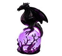 Générique Dragon Statue - Resin Material 12cm Gothic Dragon Orb Lamp - Decorative Ambient Bedside Light for Fantasy Decor - for Bedroom Shelf Desk and Gothic Room Decoration