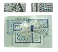 Générique Dragonfly Geometric Cross Stitch Kit, DIY Needlepoint Starter Kit for Adults, Color Stamped Embroidery Kits with Full Instructions Threads Needles Beads