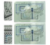 Générique Dragonfly Geometric Cross Stitch Kit, DIY Needlepoint Starter Kit for Adults, Color Stamped Embroidery Kits with Full Instructions Threads Needles Beads