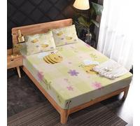 Générique Drap Housse 140 x 190 Abeille, 2 Personnes, Motif Mignon Dessin Animé Animaux, Parure de Lit Microfibre Doux, Bonnet 30 cm, 2 Taie d'oreiller 65x65, Decoration & Cadeau - JZ586