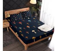 Générique Drap Housse 140 x 190 Champignon, 2 Personnes, Motif Mignon Dessin Animé, Parure de Lit Microfibre Doux, Bonnet 30 cm, 2 Taie d'oreiller 65x65, Decoration & Cadeau - JZ295