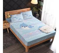Générique Drap Housse 140 x 190 Dauphin, 2 Personnes, Motif Mignon Dessin Animé Animaux Marins, Parure de Lit Microfibre Doux, Bonnet 30 cm, 2 Taie d'oreiller 65x65, Decoration & Cadeau - JZ131