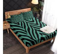Générique Drap Housse 140 x 190 Imprimé Tigre, 2 Personnes, Motif Vert Animaux, Parure de Lit Microfibre Doux, Bonnet 30 cm, 2 Taie d'oreiller 65x65, Decoration & Cadeau - JZ269