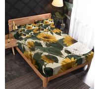 Générique Drap Housse 140 x 190 Tournesol, 2 Personnes, Motif Jaune Fleurs, Parure de Lit Microfibre Doux, Bonnet 30 cm, 2 Taie d'oreiller 65x65, Decoration & Cadeau - OC069