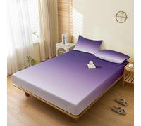 Générique Drap Housse 140x190 Ombre, avec 2 Taies d'oreiller 65x65 - Parure de Lit Motif Violet Et Blanc Dégradée, Decoration Chambre, 2 Personnes, Bonnet 30, Microfibre Doux - SWE1665