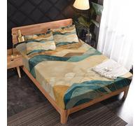 Générique Drap Housse 160 x 190 Abstrait, 2 Personnes, Motif Art Paysage, Parure de Lit Microfibre Doux, Bonnet 30 cm, 2 Taie d'oreiller 65x65, Decoration & Cadeau - WA793