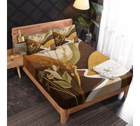 Générique Drap Housse 160 x 190 Abstrait, 2 Personnes, Motif Art Paysage, Parure de Lit Microfibre Doux, Bonnet 30 cm, 2 Taie d'oreiller 65x65, Decoration & Cadeau - WA808