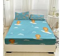 Générique Drap Housse 160 x 200 Lion, avec 2 Taies d'oreiller 65x65 - Parure de Lit Motif Animaux Mignon Dessin Animé, Decoration Chambre, 2 Personnes, Bonnet 30, Microfibre Doux - SWE6977