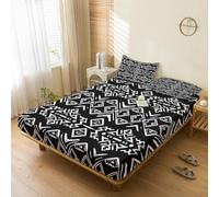 Générique Drap Housse 90x190 Bohème Western, avec 1 Taie d'oreiller 65x65 - Parure de Lit Motif Géométrique Ethnique Tribal, Decoration Chambre, 1 Personne, Bonnet 30, Microfibre Doux - SWE5871