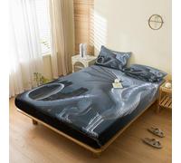 Générique Drap Housse 90x190 Dragon Blanc, avec 1 Taie d'oreiller 65x65 - Parure de Lit Motif Occidental Chinois, Decoration Chambre, 1 Personne, Bonnet 30, Microfibre Doux - SWE5819