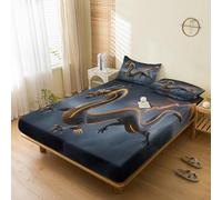 Générique Drap Housse 90x190 Dragon Gris, avec 1 Taie d'oreiller 65x65 - Parure de Lit Motif Chinois, Decoration Chambre, 1 Personne, Bonnet 30, Microfibre Doux - SWE5809