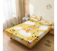 Générique Drap Housse 90x190 Girafe, avec 1 Taie d'oreiller 65x65 - Parure de Lit Motif Girafe de Dessin Animé Mignon, Decoration Chambre, 1 Personne, Bonnet 30, Microfibre Doux - SWE5783