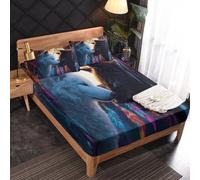 Générique Drap Housse 90x190 Loup, avec 1 Taie d'oreiller 65x65 - Parure de Lit Motif Attrape-Rêves Loups, Decoration Chambre, 1 Personne, Bonnet 30, Microfibre Doux - SWE7672