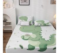 Générique Drap Housse 90x190cm Dinosaure - Ensemble de Literie avec 1 Drap Housse et 1 Taie d'Oreiller en Microfibre, 1 Unité