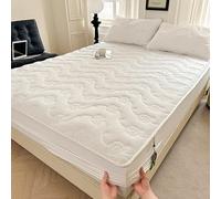 Générique Drap-Housse Confortable À Poches Profondes Drap-Housse Matelassé À Poches Profondes Doux, Respirant, Antidérapant, Infroissable Et Adapté À Toutes Les Saisons,Blanc,120x200cm(47x79inch)