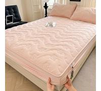 Générique Drap-Housse Confortable À Poches Profondes Drap-Housse Matelassé À Poches Profondes Doux, Respirant, Antidérapant, Infroissable Et Adapté À Toutes Les Saisons,Rose,120x200cm(47x79inch)