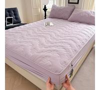 Générique Drap-Housse Confortable À Poches Profondes Drap-Housse Matelassé À Poches Profondes Doux, Respirant, Antidérapant, Infroissable Et Adapté À Toutes Les Saisons,Violet,150x200cm(59x79inch)