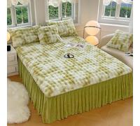 Générique Drap-Housse en Peluche Shaggy, Ensemble de 3 pièces avec Jupe de lit à Volants en Fourrure de Lapin, Drap-Housse Enveloppant et taie d'oreiller, Housse de Protection pour(Green,47.2x78.7in)