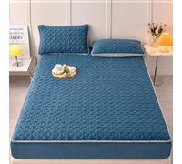 Générique Drap-Housse en Velours De Lait Draps en Flanelle Confortables Et Douillets avec Poche Profonde Couverture d'hiver Super Chaude Et Respirante Lavable en Machine,Bleu,180x220cm(71x87inch)