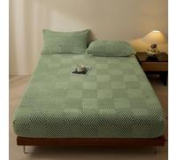 Générique Drap-Housse en Velours Hautement Élastique, À Poches Profondes, Chaud en Hiver, Doux, Respirant, Résistant Aux Plis Et À La Décoloration, Lavable en Machine,Vert,120x200cm(47x79inch)