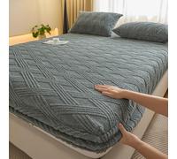 Générique Drap-Housse en Velours Moelleux, Protège-Matelas Doux, Housse De Lit avec Poche Profonde De 28 Cm, Draps d'hiver Douillets, Confortables, Lavables en Machine,Grey2,200x220cm(79x87inch)