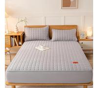 Générique Drap-Housse Matelassé Épais Et Doux en Pur Coton, Protège-Matelas À Sangles Élastiques, Poche Profonde De 28 Cm, Housse De Matelas Toutes Saisons,Gris,150x200cm(59x79inch)