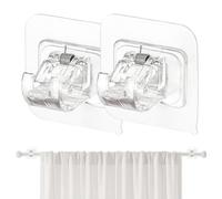 Générique Drape Rod Holders, 2 Pieces Adhesive Wall Hooks, 4.5x3.48cm Hangers with Strong Load-Bearing, Drill-Free Curtain Support Brackets, Self-Sticking Pole Fasteners for Home Kitchen Apartment