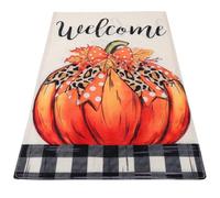 Générique Drapeau de Jardin Citrouille D'automne en Lin Double Face, Décoration Extérieure Unique et Vibrante pour Pelouse et Porche