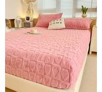 Générique Draps élastiques, Draps en Velours De Flanelle King, Couvre-Lit d'hiver Ultra Doux Et Chaud, Housse De Protection Duveteuse pour Tous Les Lits(Pink,78.74 * 86.61in)