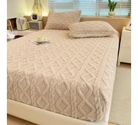 Générique Draps élastiques, Draps en Velours De Flanelle King, Couvre-Lit d'hiver Ultra Doux Et Chaud, Housse De Protection Duveteuse pour Tous Les Lits(Beige,78.74 * 86.61in)