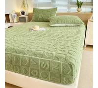 Générique Draps élastiques, Draps en Velours De Flanelle King, Couvre-Lit d'hiver Ultra Doux Et Chaud, Housse De Protection Duveteuse pour Tous Les Lits(Green,47.24 * 78.74in)